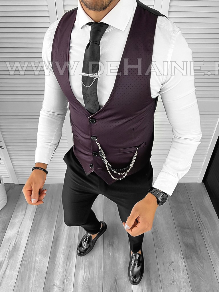 Vesta Barbati Grena Eleganta Slim Fit | Stil Modern