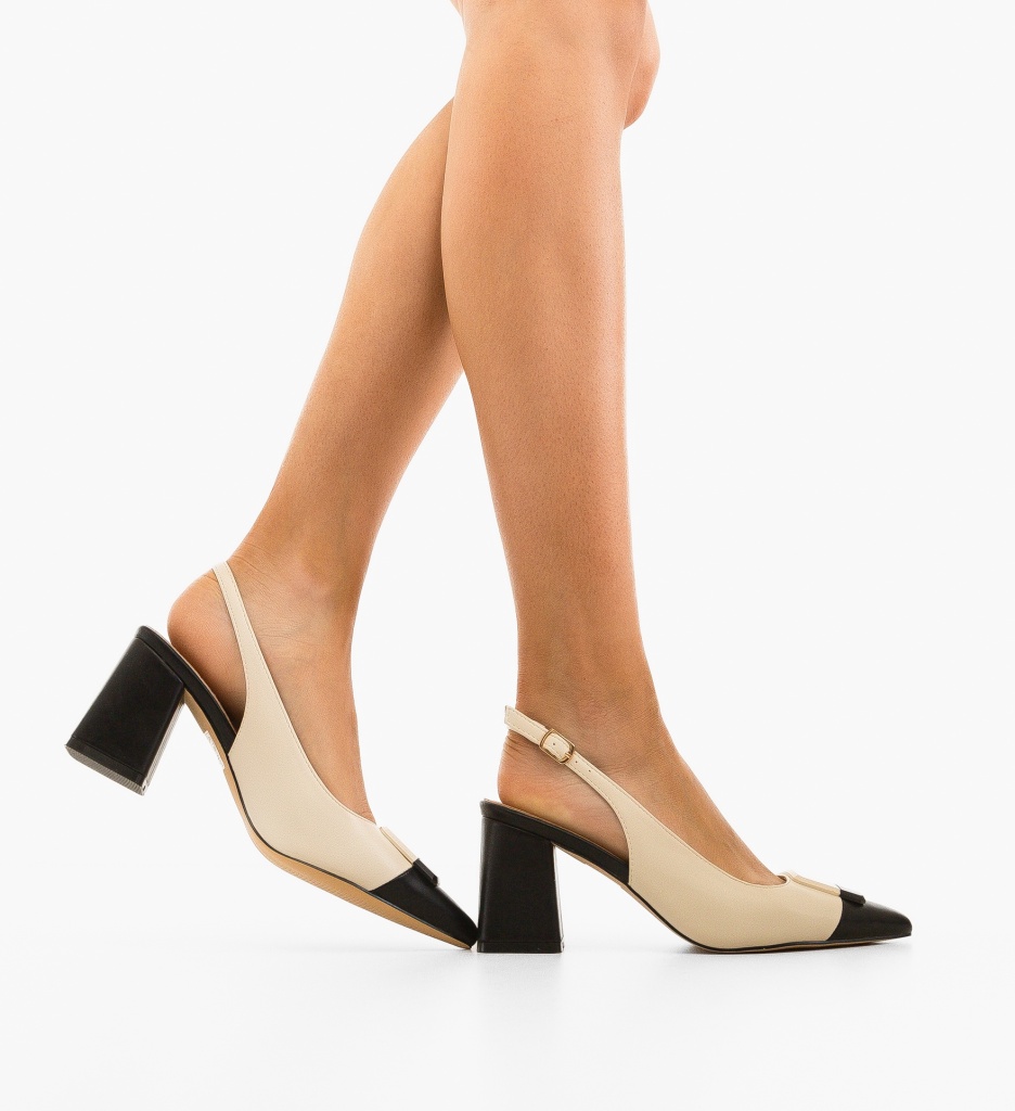 Pantofi dama Sandy Bej cu toc elegant și comod