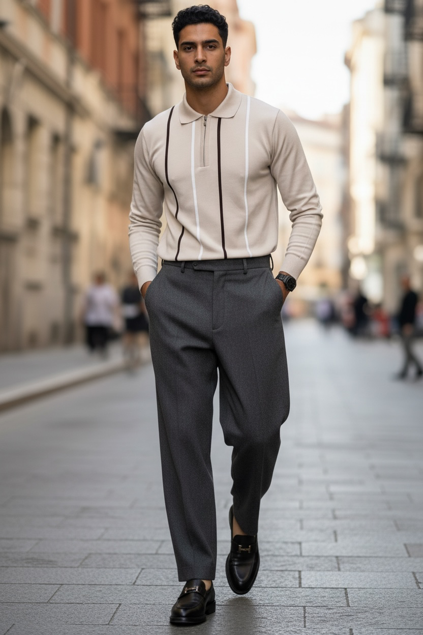 Bluza barbati bej slim fit S119 D2-4.1