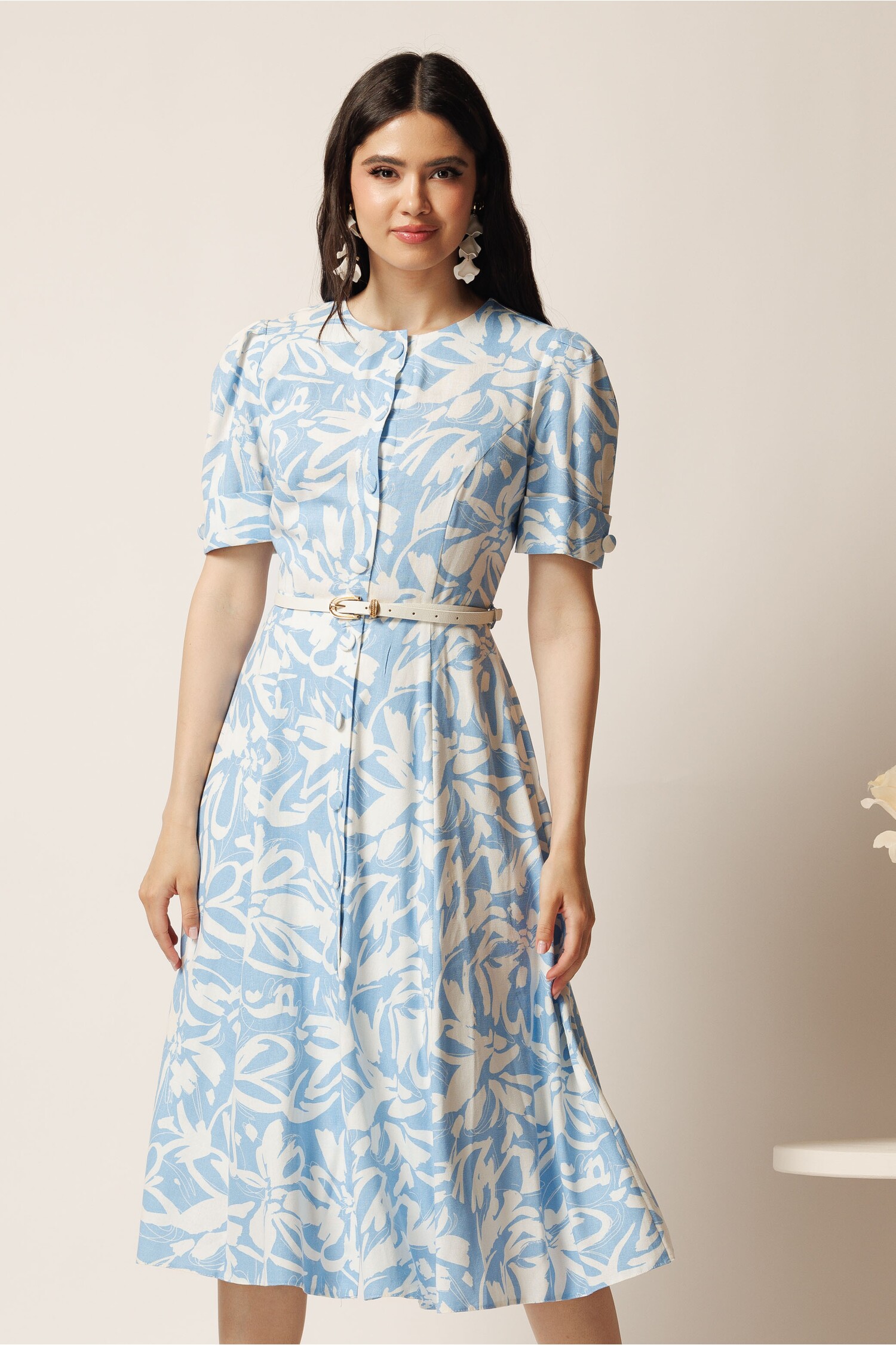 Rochie Midi Bleu DY Fashion cu In și Curea
