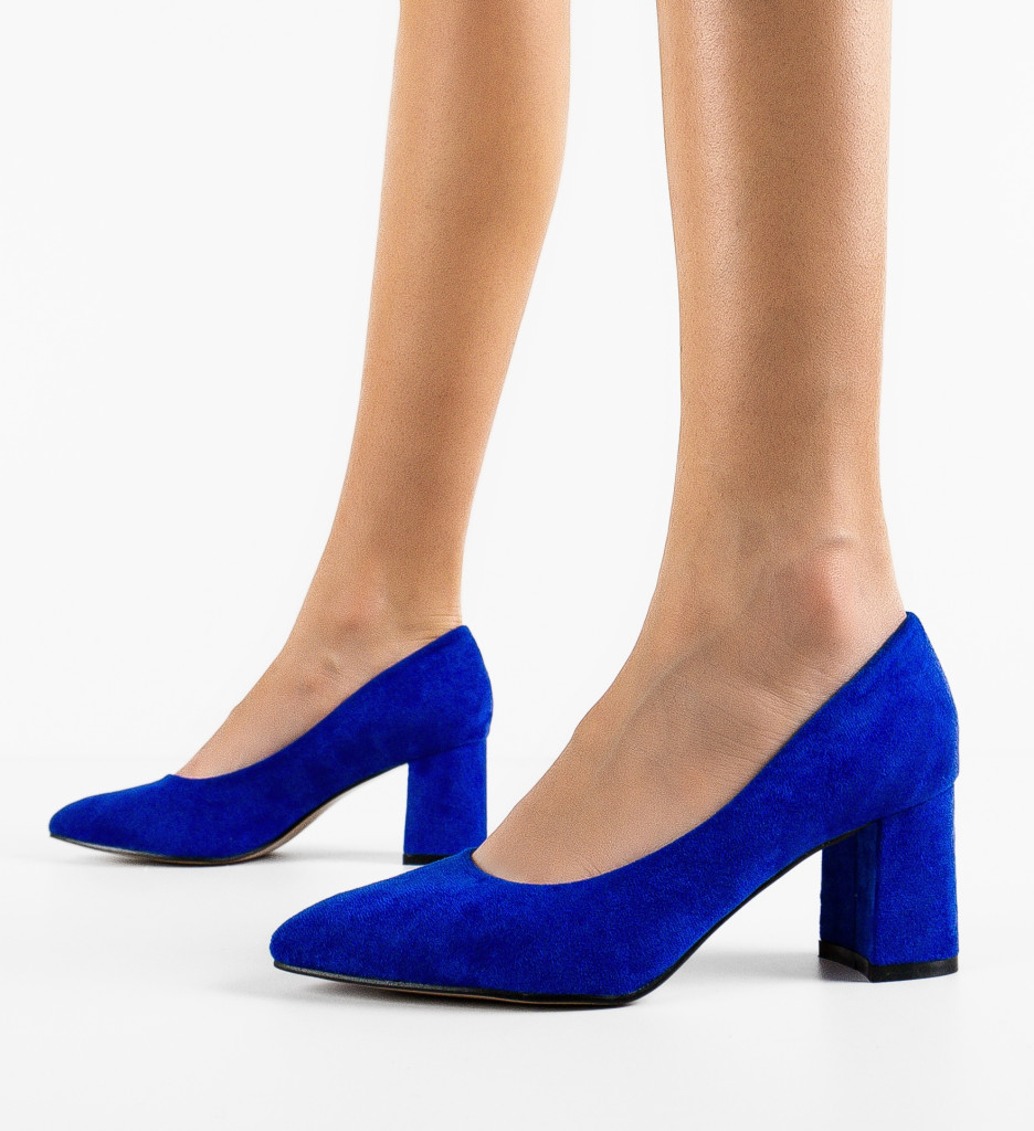 Pantofi Brook Albastri Eleganți cu Toc - imagine 2