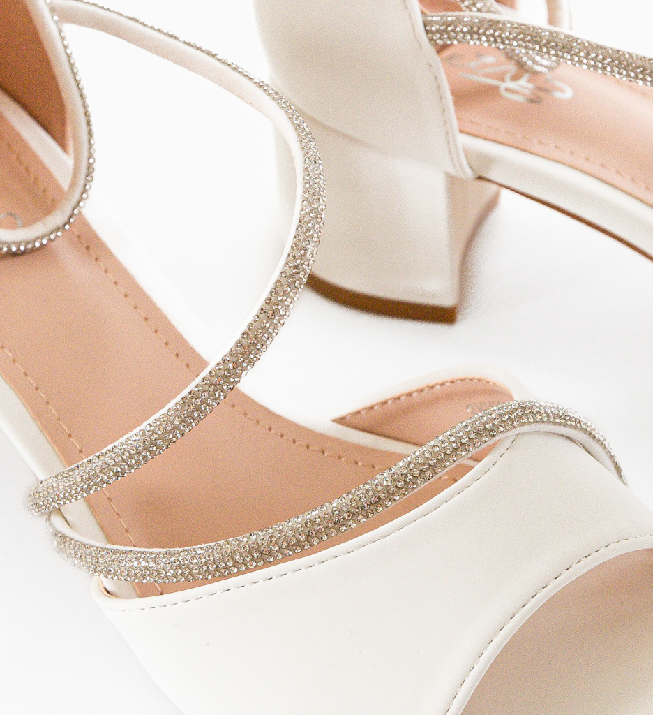 Sandale Graves Albe cu Toc Elegante - imagine 5