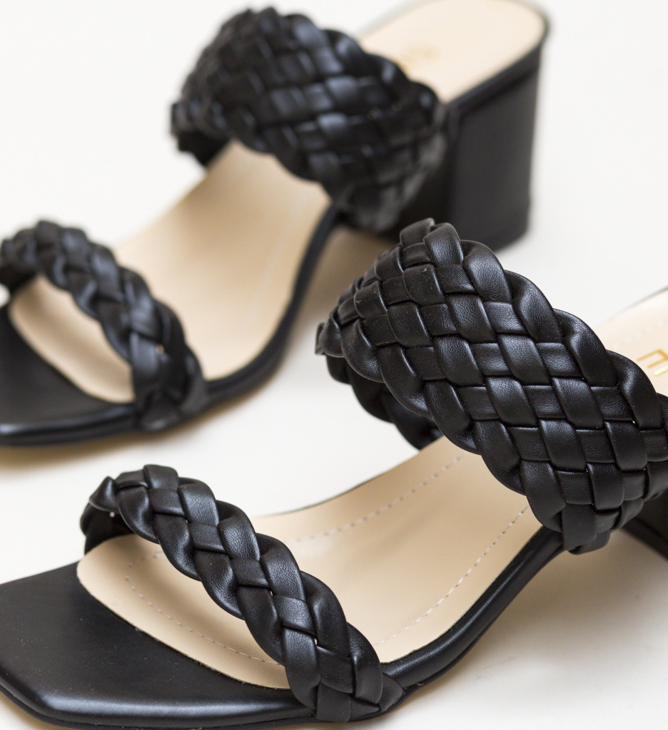 Sandale Pesto Negre cu Toc - Eleganță Asigurată - imagine 5