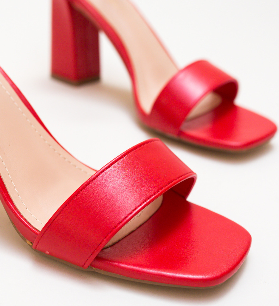 Sandale Gingero Rosii cu Toc Elegante - imagine 6