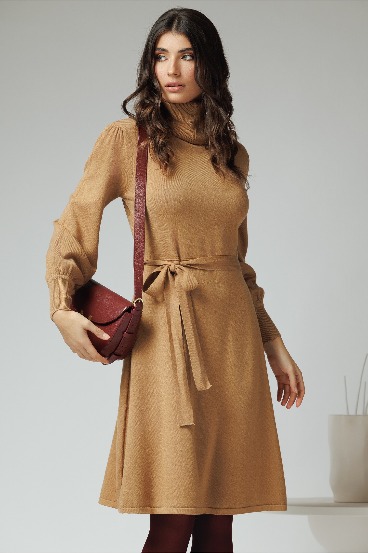 Rochie Tricot Bej cu Cordon - Stil și Confort