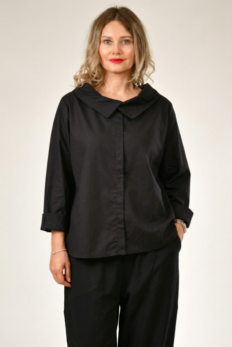 Bluza Neagră Bumbac 158c | Stil Elegant Lejer