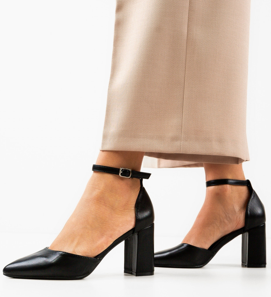 Pantofi Ortzi Negri Eleganți cu Toc - imagine 3