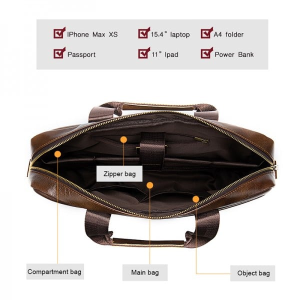 Servieta OEM Piele Naturală cu Compartiment Laptop - imagine 3
