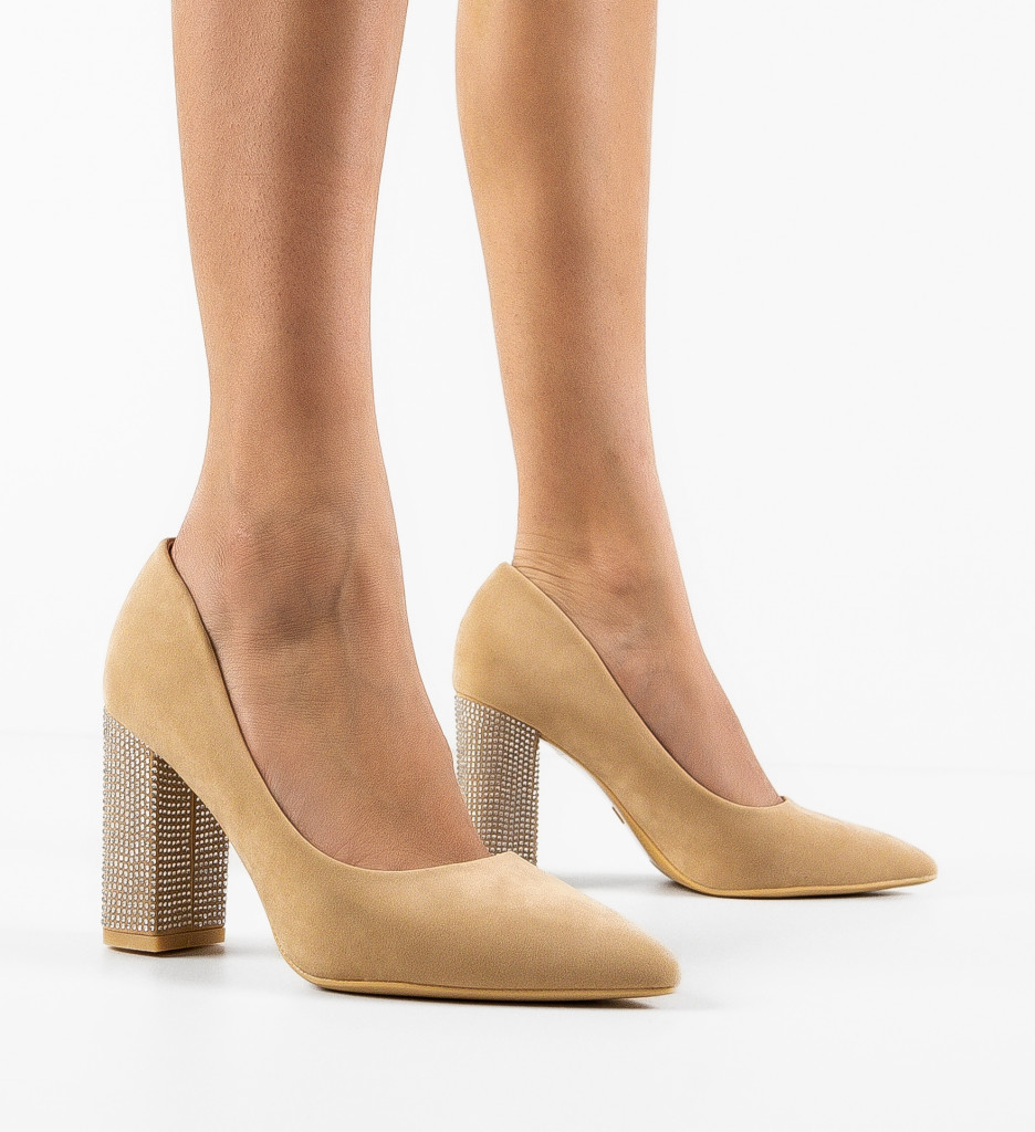Pantofi Evely Bej | Toc Elegant pentru Ocazii
