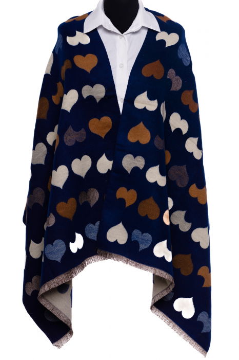 Esarfă Cashmere Dublă Față Shopika - Model Inimi - imagine 1