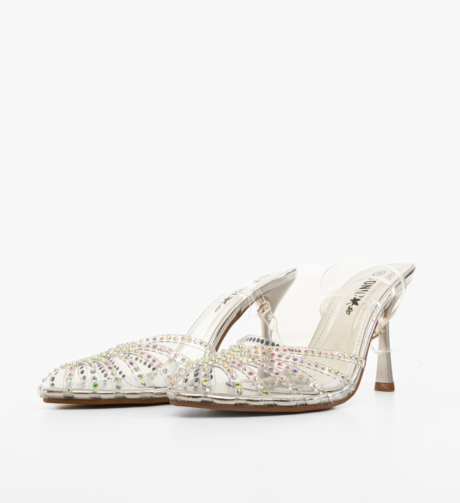 Pantofi Toc Myndre Argintii - Eleganță Asigurată - imagine 4
