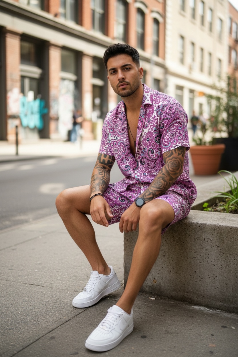 Compleu Vara Barbat Imprimeu Slim Fit - imagine 2