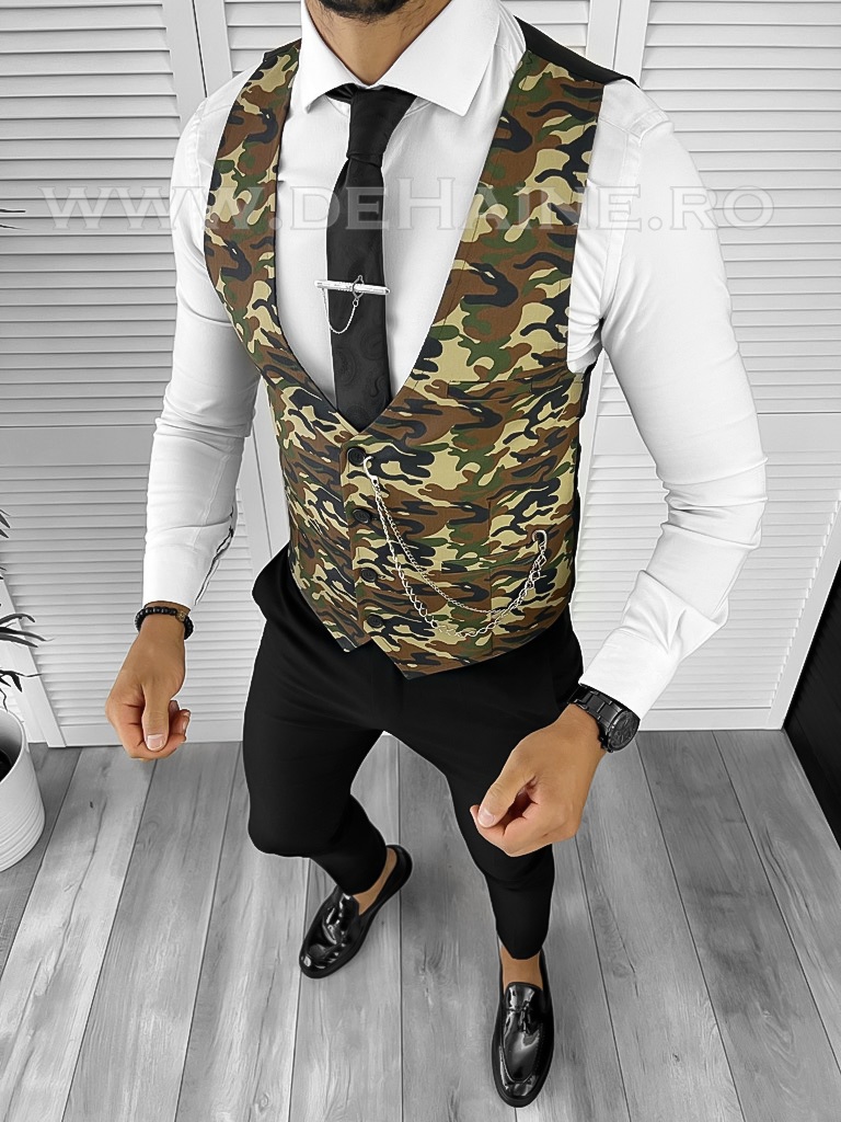Vesta Barbati Slim Fit Camuflaj Fashion
