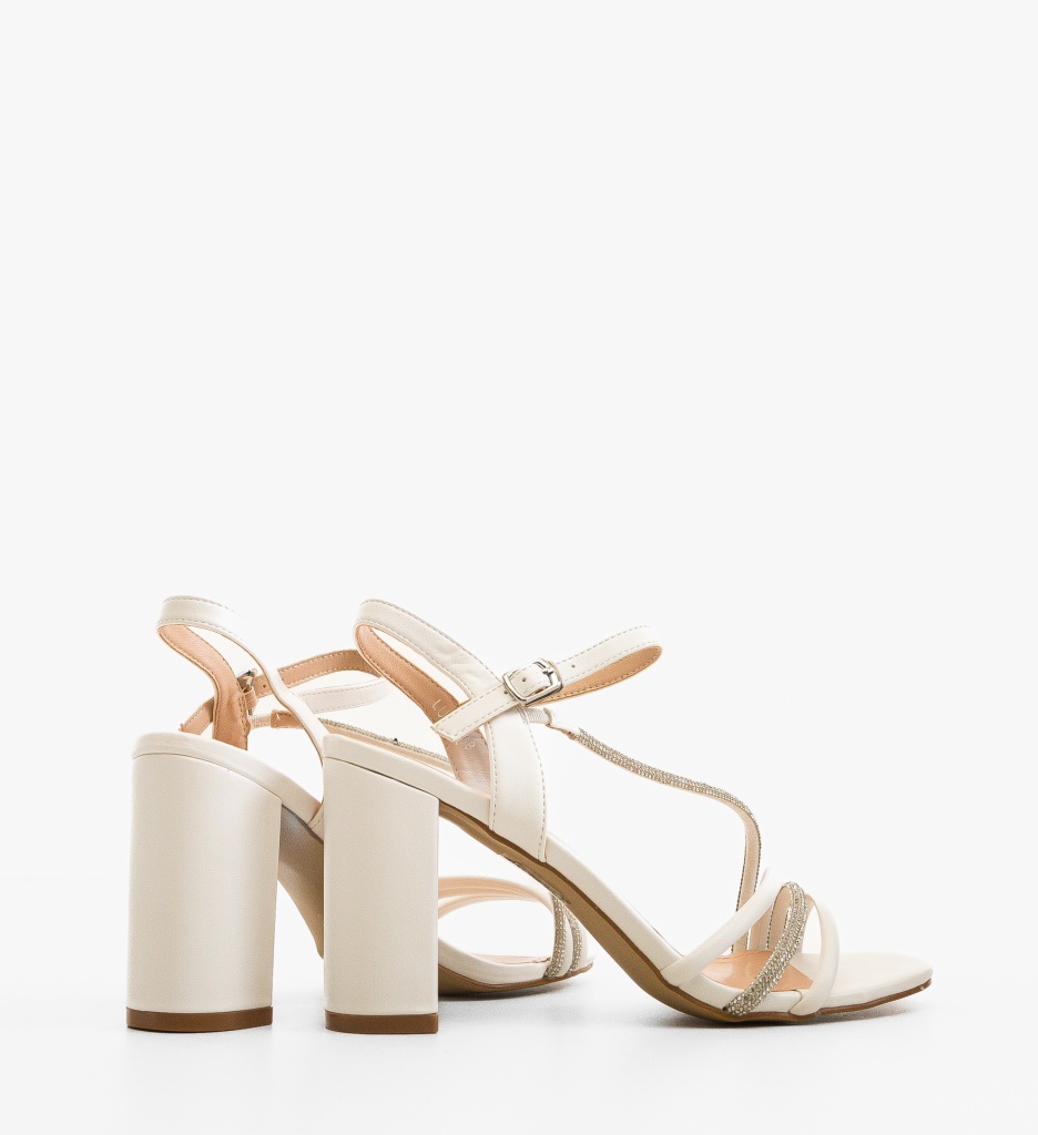 Sandale Dama Olber Albe cu Toc Elegant - imagine 2
