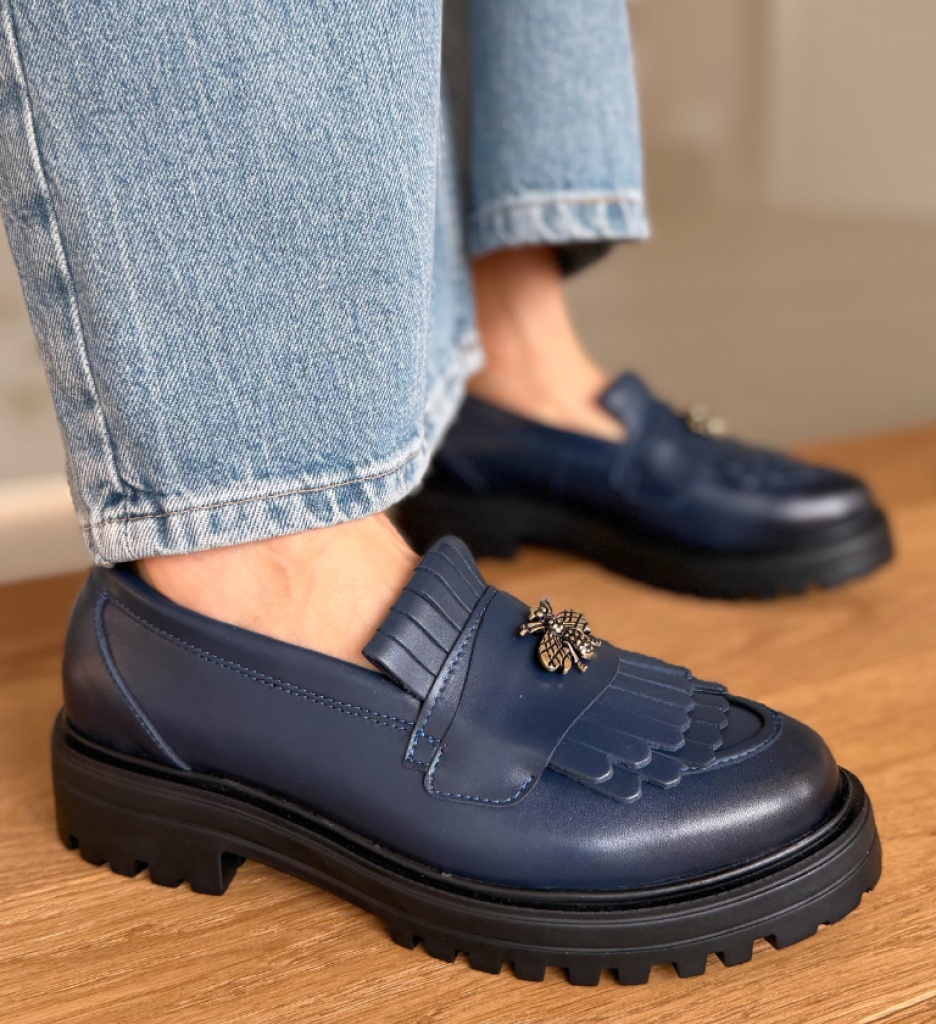 Pantofi Casual Dama Zenin Bleumarin Eleganți - imagine 4