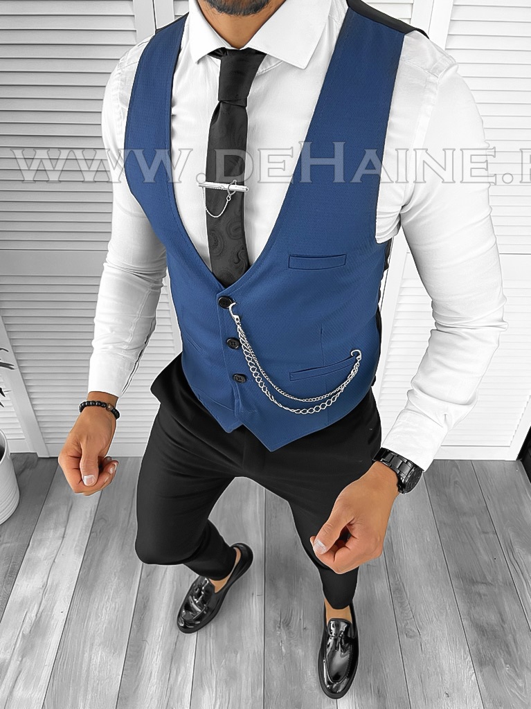 Vesta Eleganta Barbati Slim Fit Bleumarin