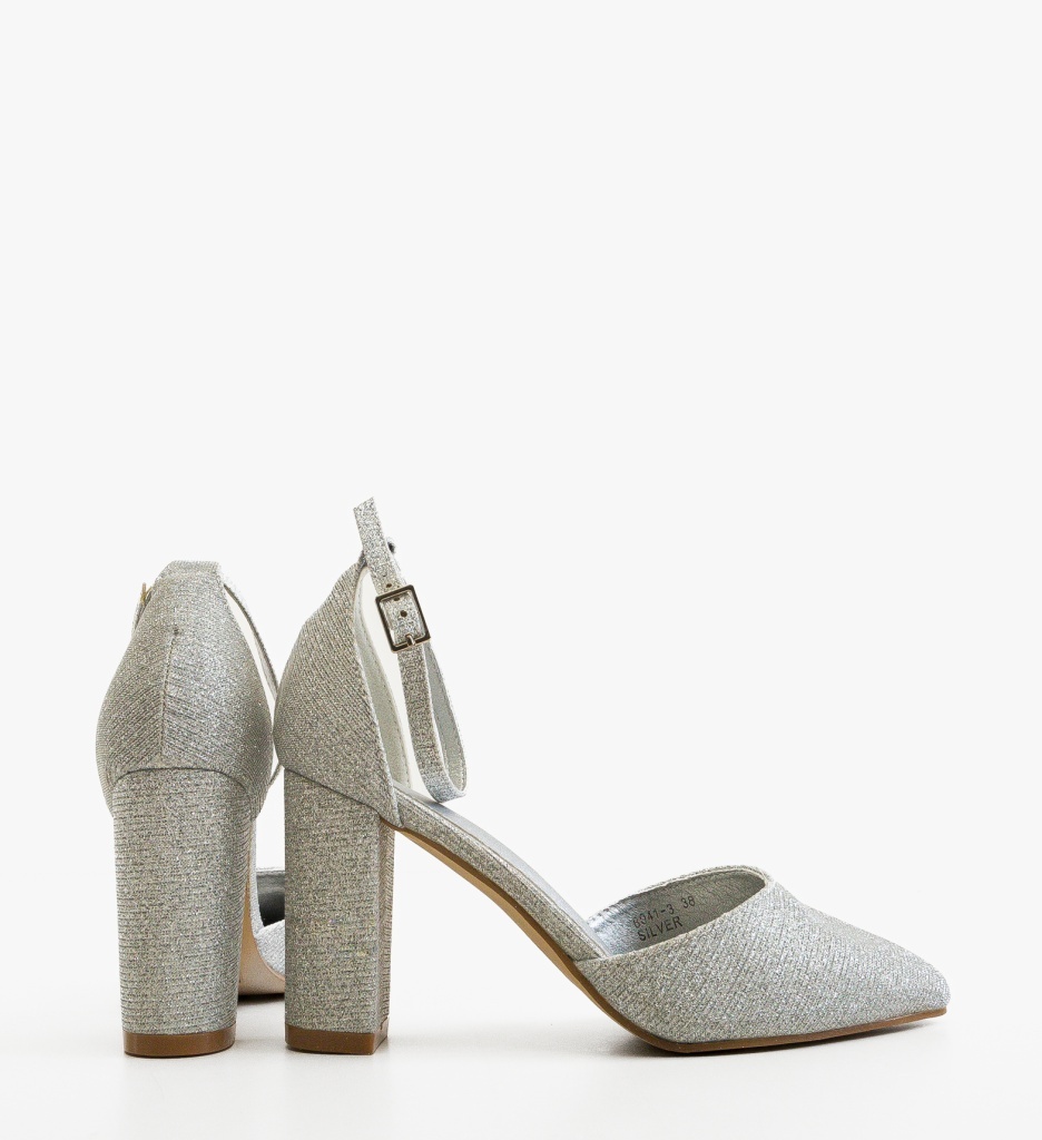 Pantofi Dama cu Toc Young Argintii - Eleganta Disponibila - imagine 2