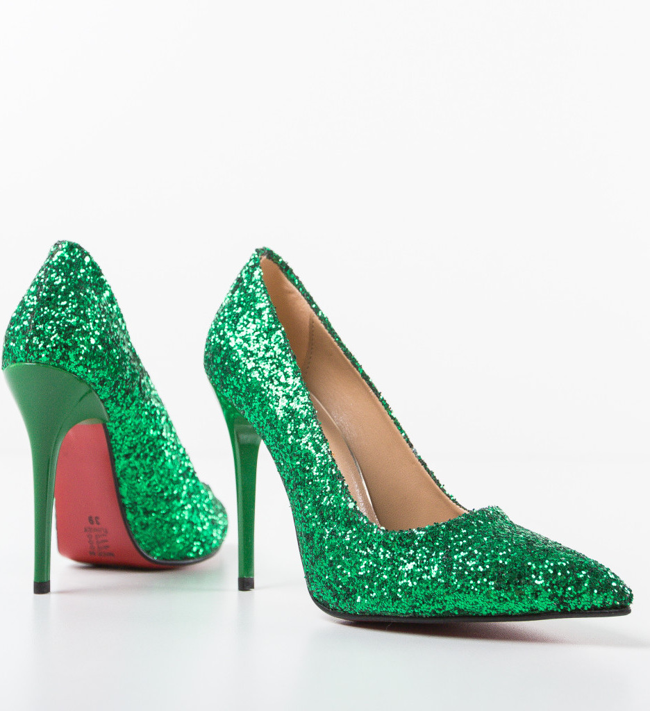Pantofi Pefeba Verzi Eleganți cu Toc - imagine 6