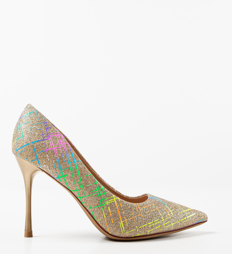 Pantofi cu toc Daisy Aurii - Eleganță și Stil - imagine 5