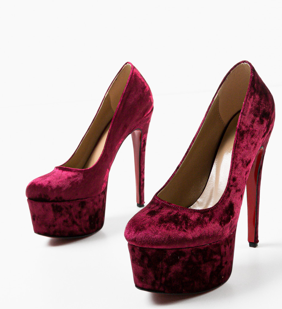 Pantofi dama Amanyt Grena eleganți cu toc - imagine 4