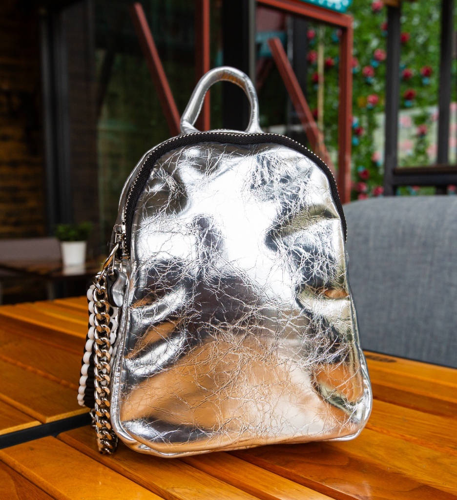 Rucsac Dama Merfa Argintiu Depurtat | Stil Modern - imagine 2