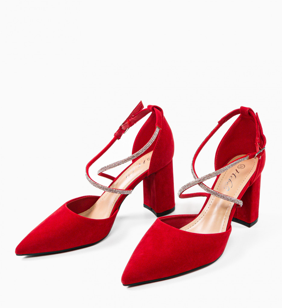 Pantofi Menelaos Rosii cu Toc Eleganți - imagine 6