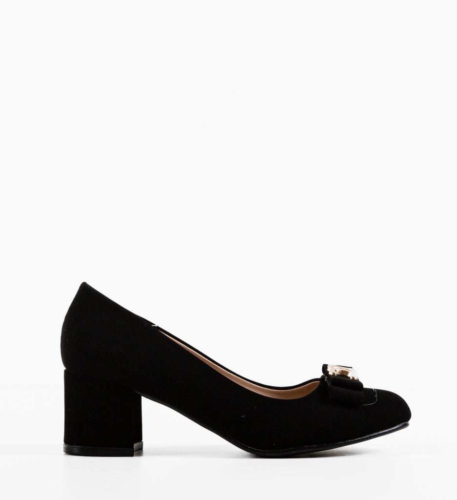 Pantofi dama Ladymaz Negri cu Toc Eleganți - imagine 4