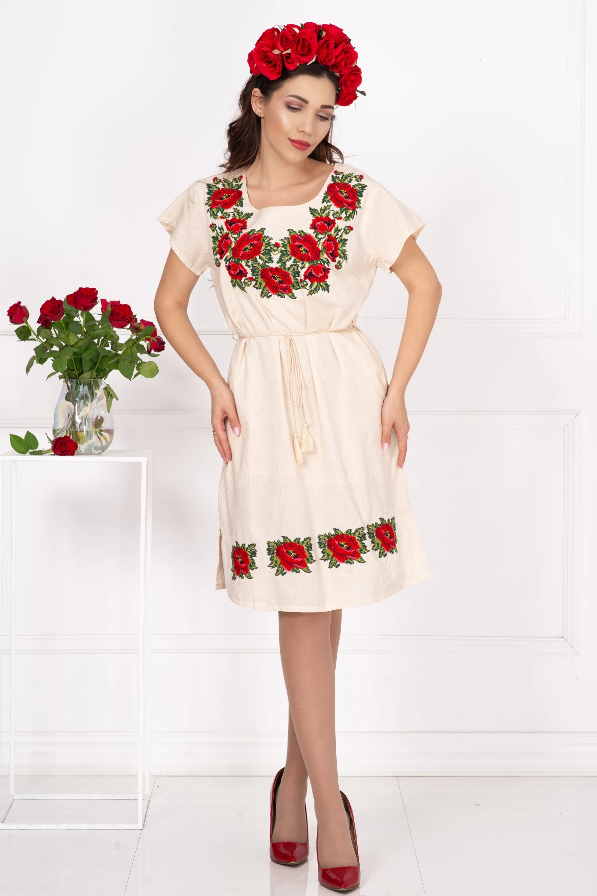 Rochie Traditional Bujori | Eleganță Românească