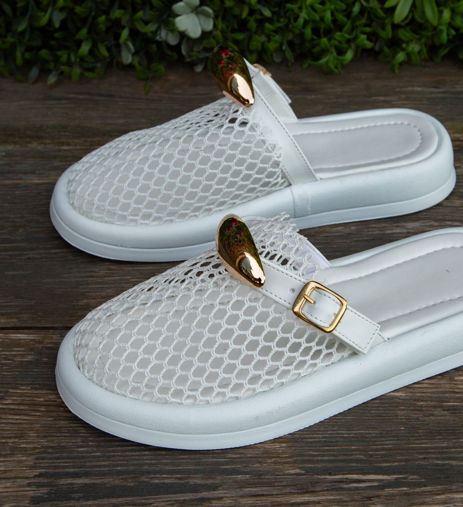 Papuci Dama Radon Albi | Confort și Eleganță - imagine 3