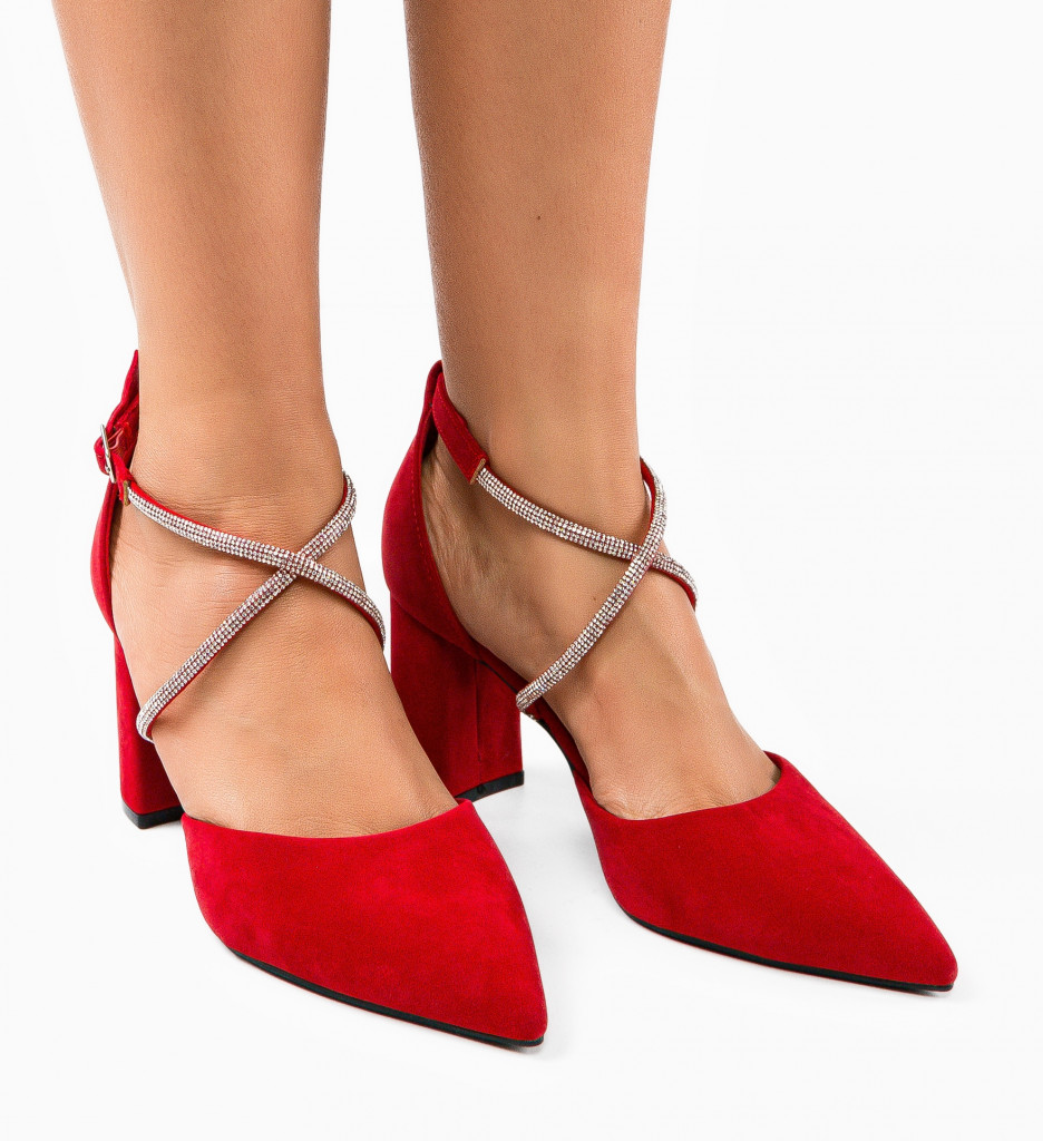 Pantofi Menelaos Rosii cu Toc Eleganți