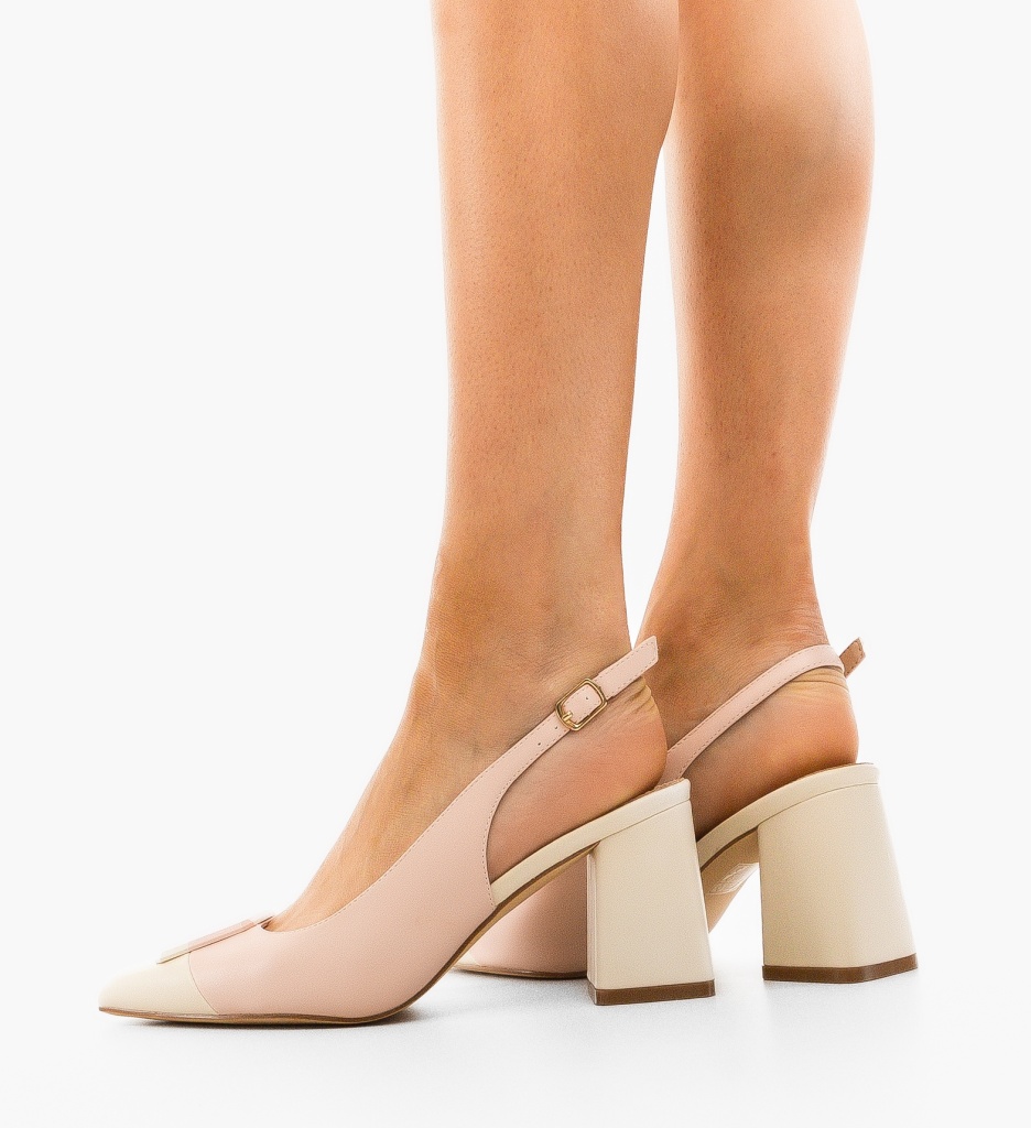 Pantofi Sandy Roz cu Toc Eleganți