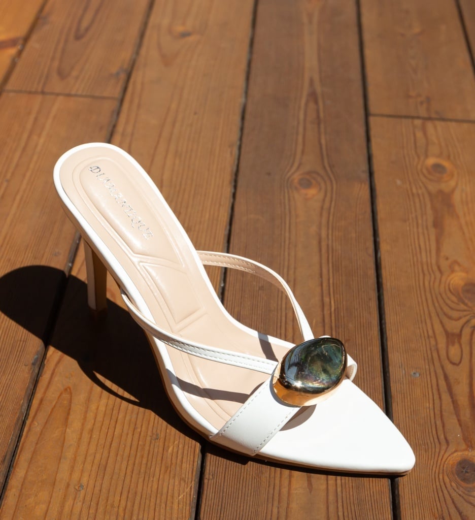 Sandale Dama Albe Elegante cu Toc Apriny - imagine 2