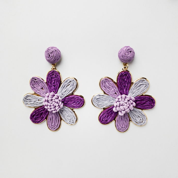 Cercei Floare Mov Shopika - Design Elegant - imagine 1