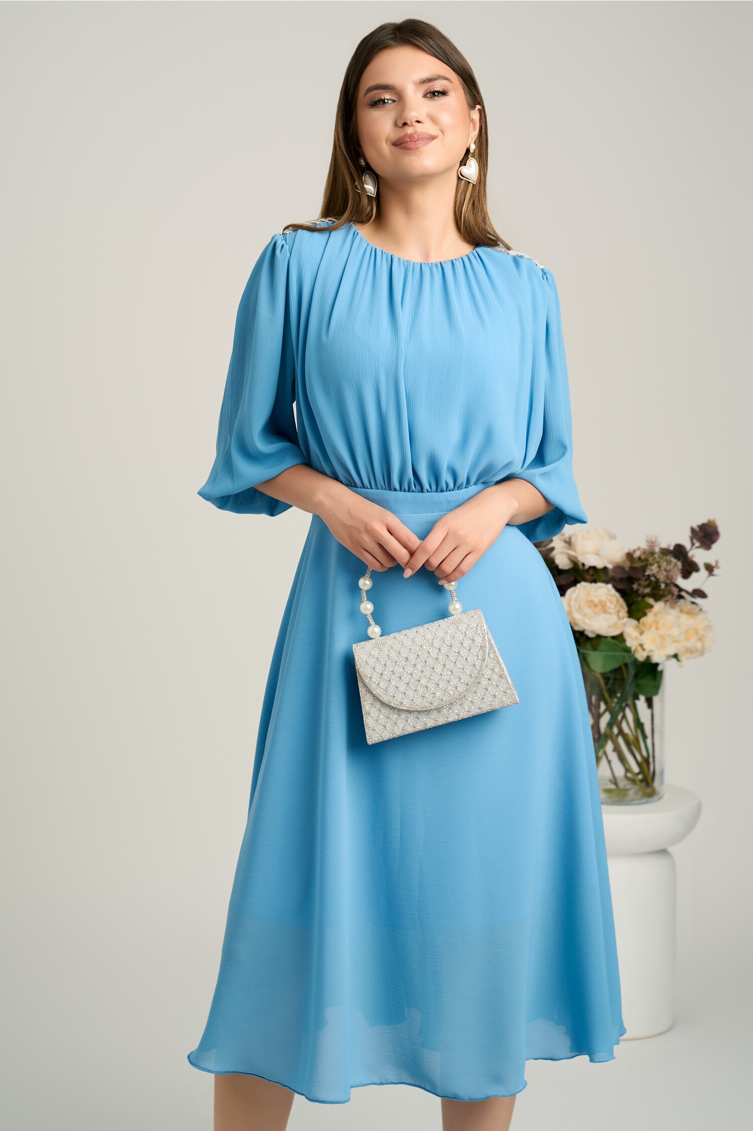 Rochie DY Fashion Bleu Clos Voal Eleganta