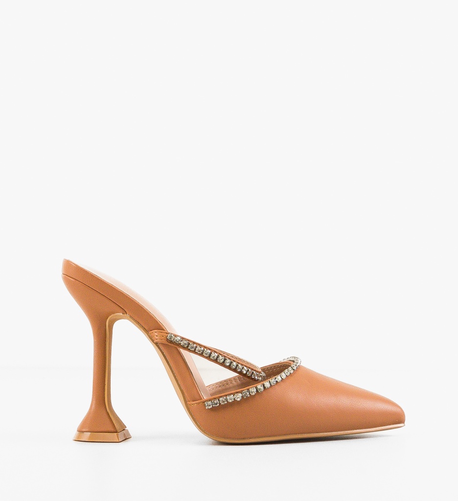 Pantofi Dama Leslie Portocalii cu Toc Eleganți - imagine 6