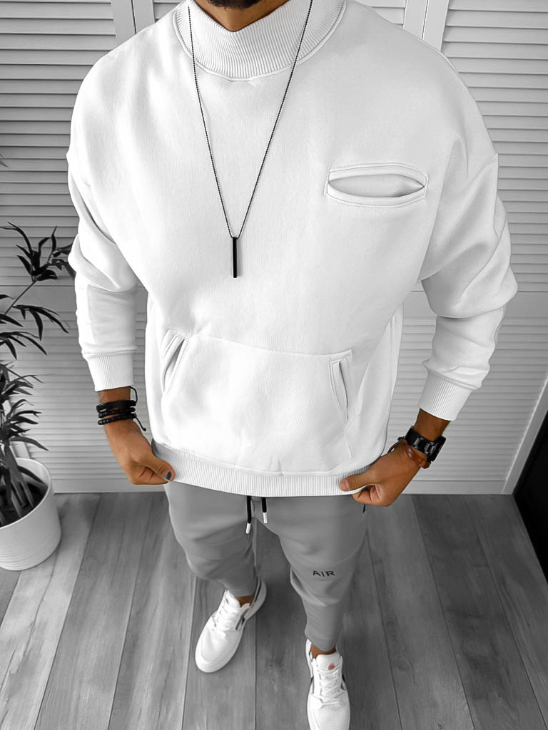 Bluza Barbati Alb Slim Fit Eleganta