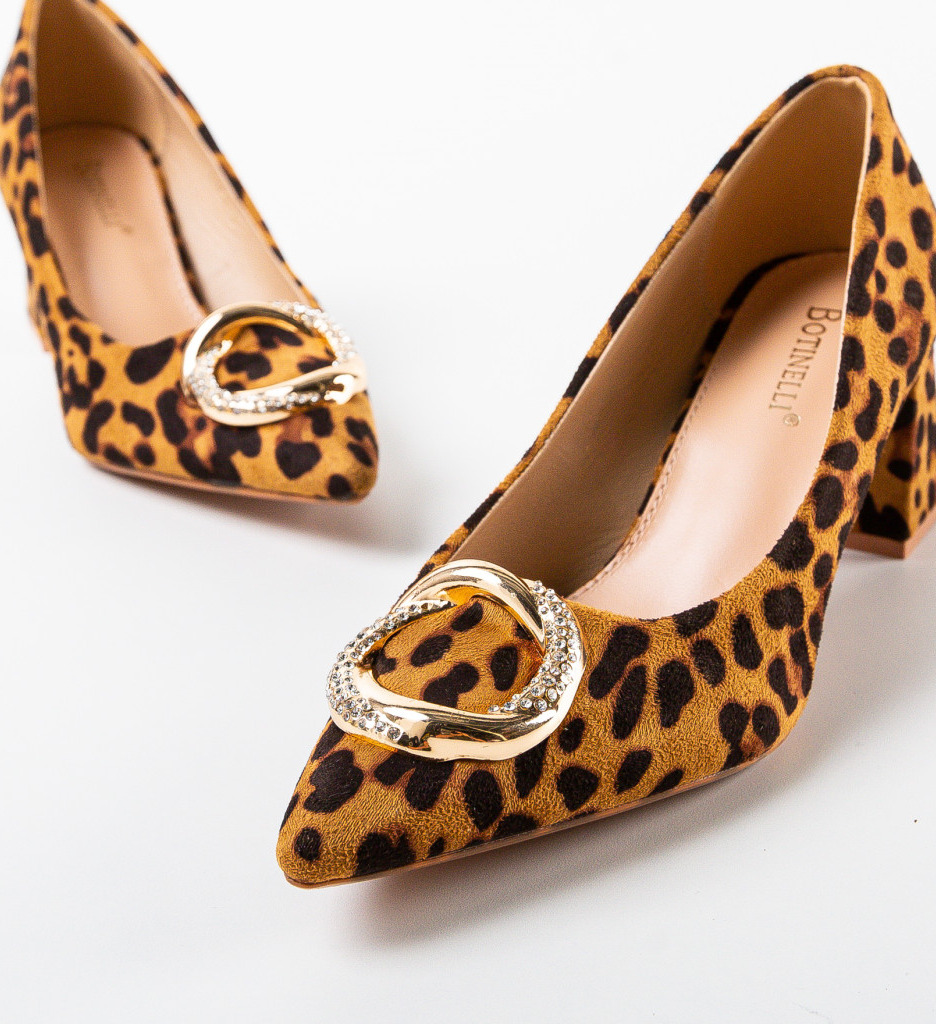 Pantofi Tillie Animal Print cu Toc Eleganți - imagine 5