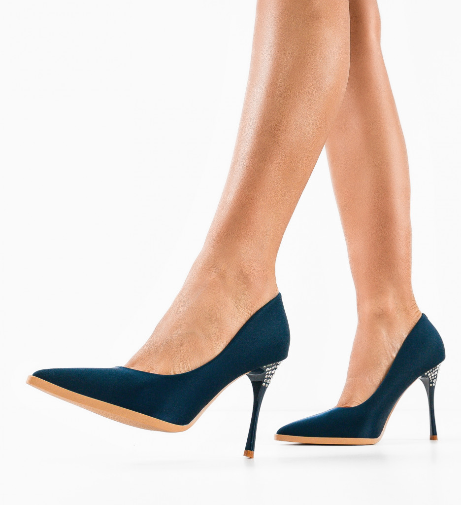 Pantofi Demoux Albastrii cu Toc Eleganți - imagine 2