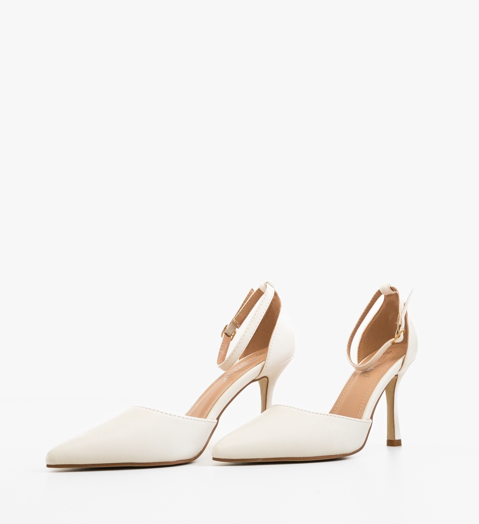 Pantofi Cole Albi cu Toc | Eleganță Asigurată - imagine 2