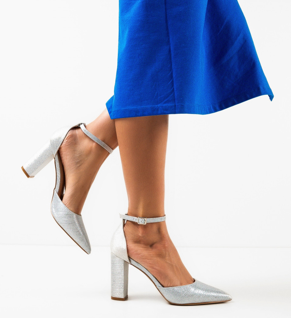 Pantofi cu Toc Argintii Nakara | Eleganță - imagine 2