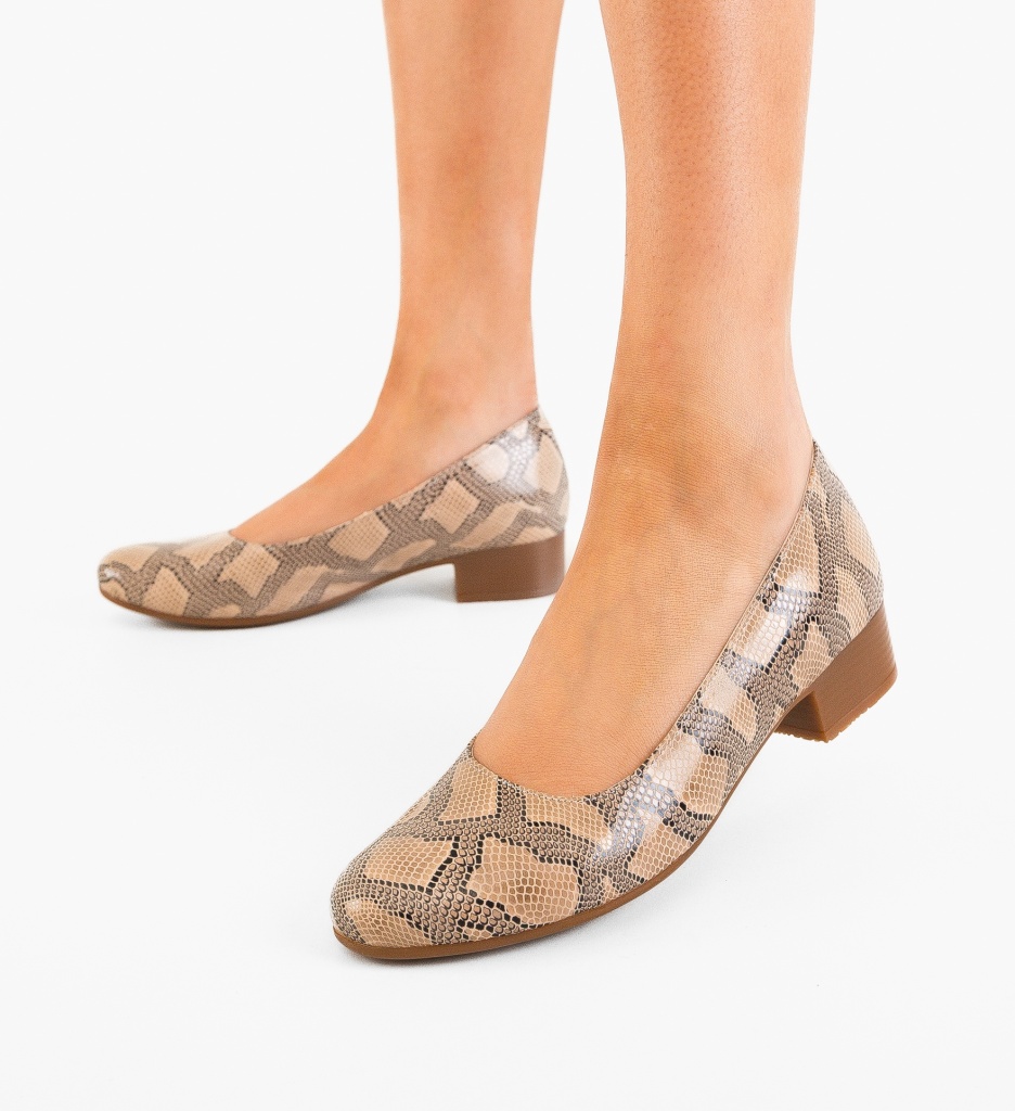 Pantofi dama Vegge Print cu toc elegant - imagine 4