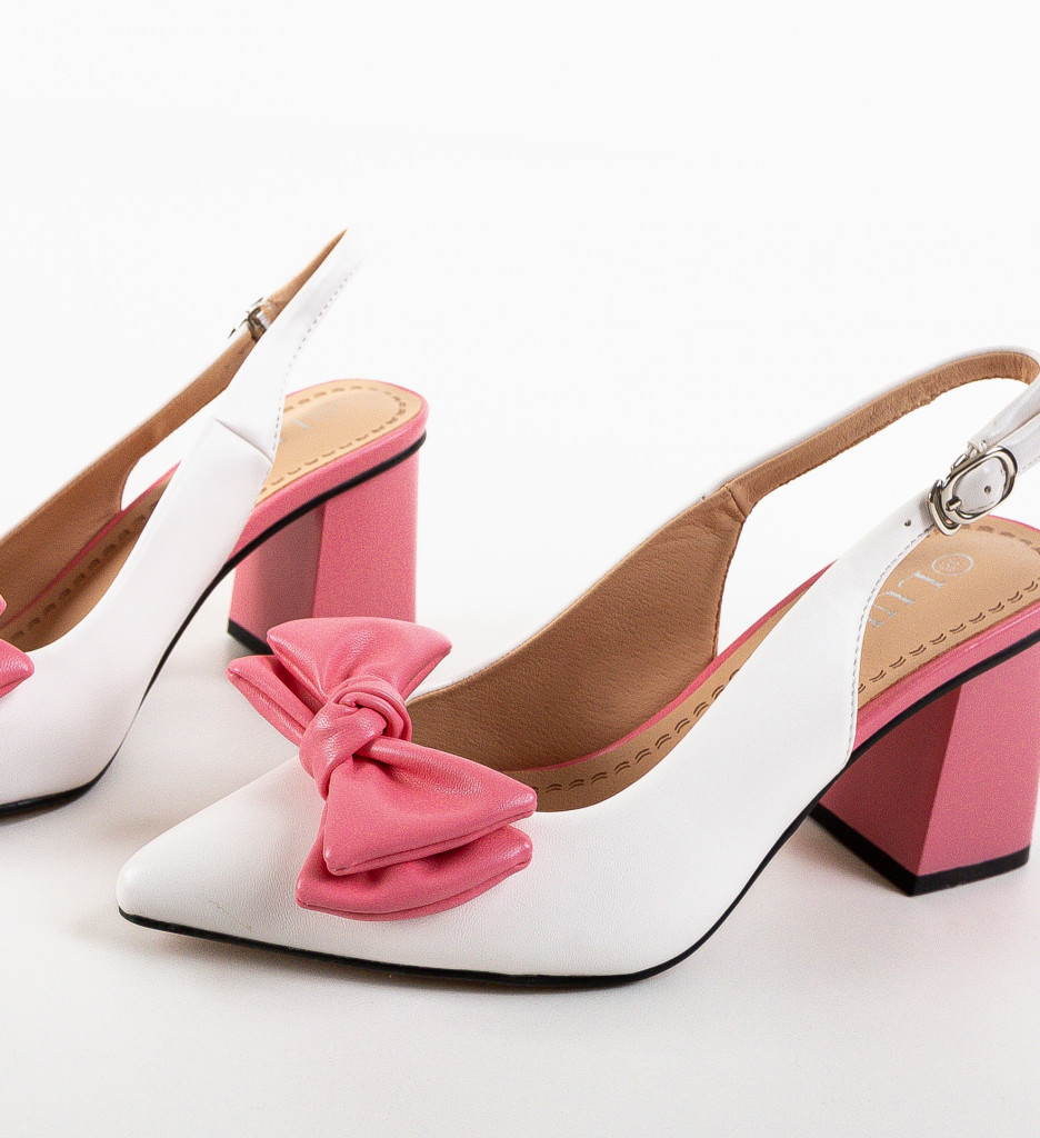 Pantofi cu Toc Depurtat Long Albi | Stil Eleganț - imagine 5