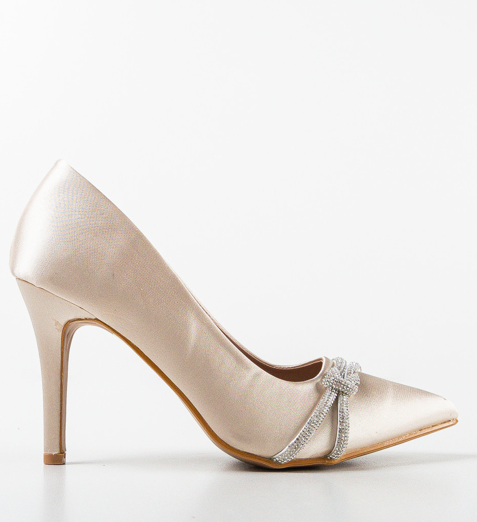 Pantofi Dama Auzo Bej Eleganți cu Toc - imagine 4
