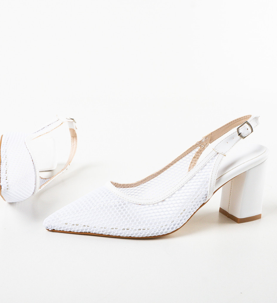 Pantofi Caresy Albi cu Toc - Eleganță și Stil - imagine 6