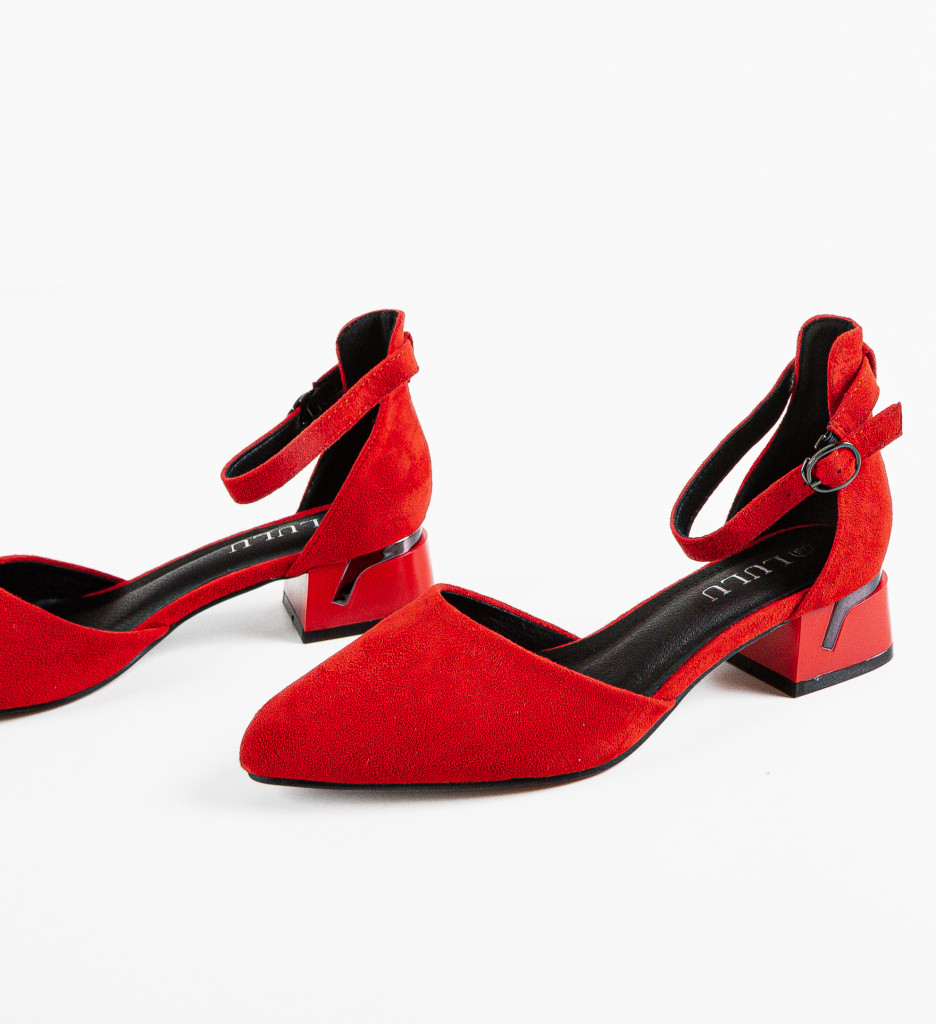 Pantofi dama Zahra rosii cu toc elegant - imagine 8