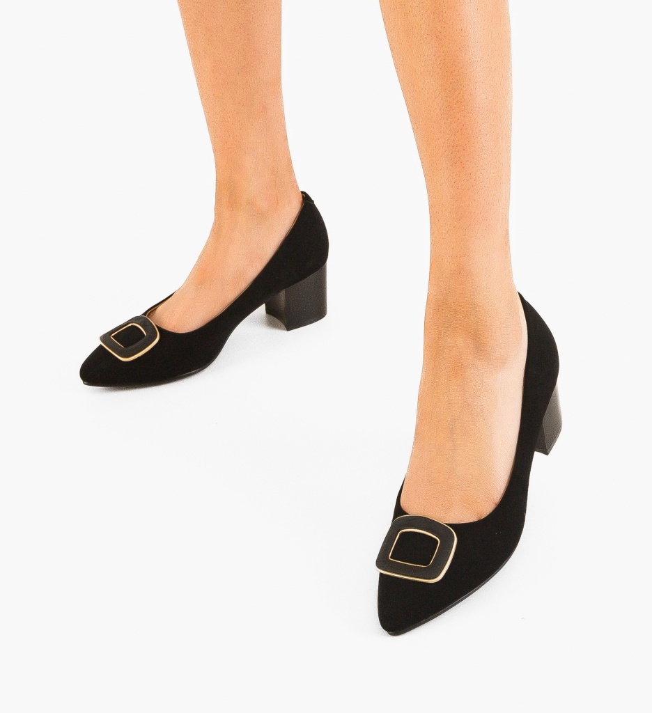Pantofi Dama Vincen Negri cu Toc Eleganți - imagine 3
