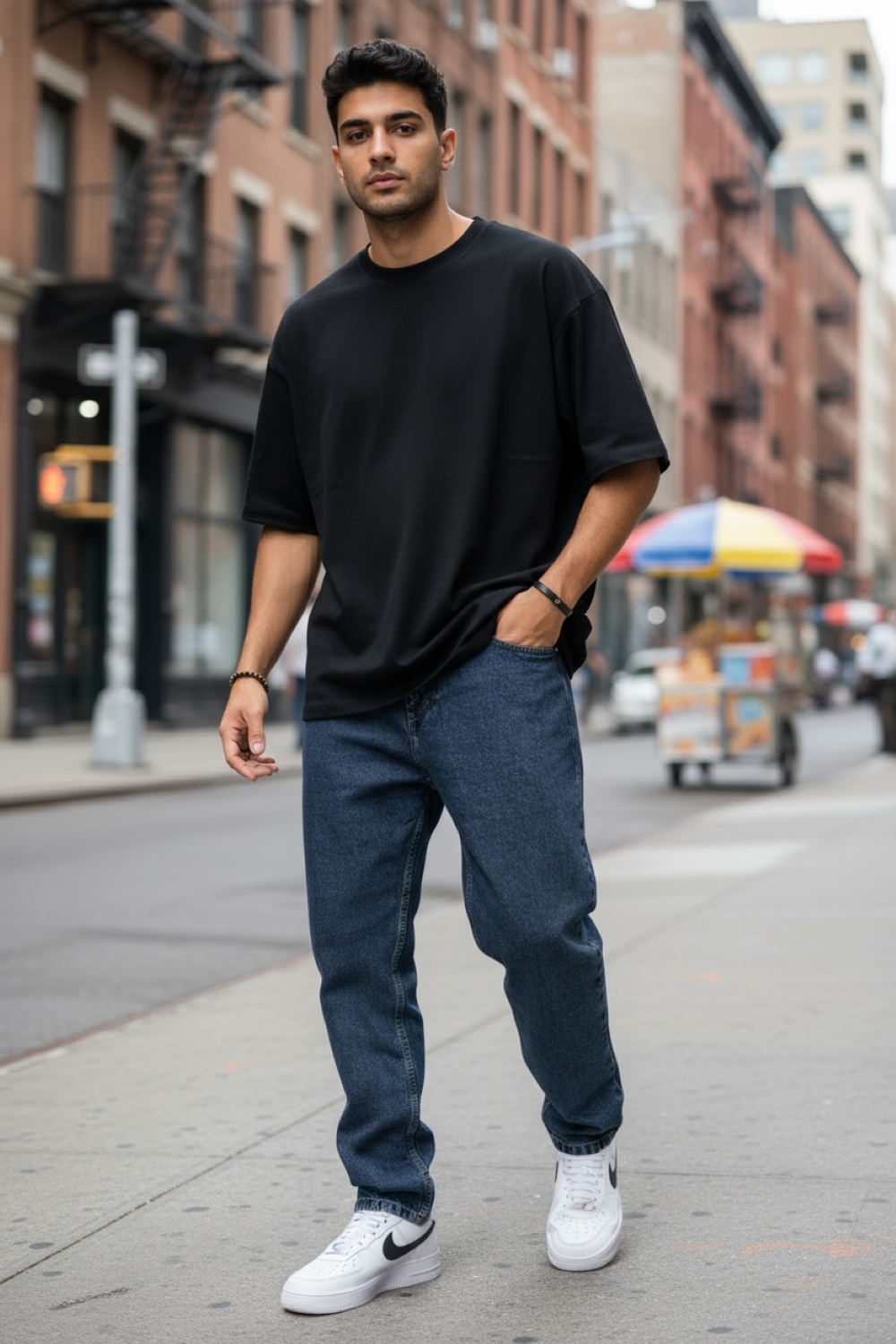 Blugi Barbati Baggy Bleumarin Verzui Stil Urban