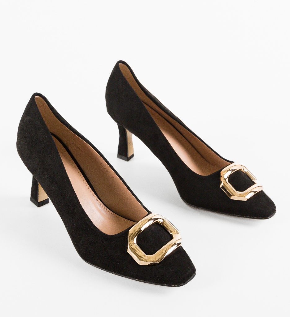 Pantofi Lesedi Negri Eleganți cu Toc - imagine 6