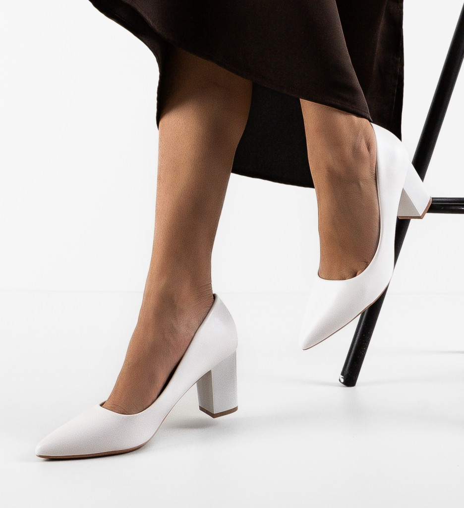 Pantofi cu Toc Mylkay Albi | Eleganță și Stil - imagine 2