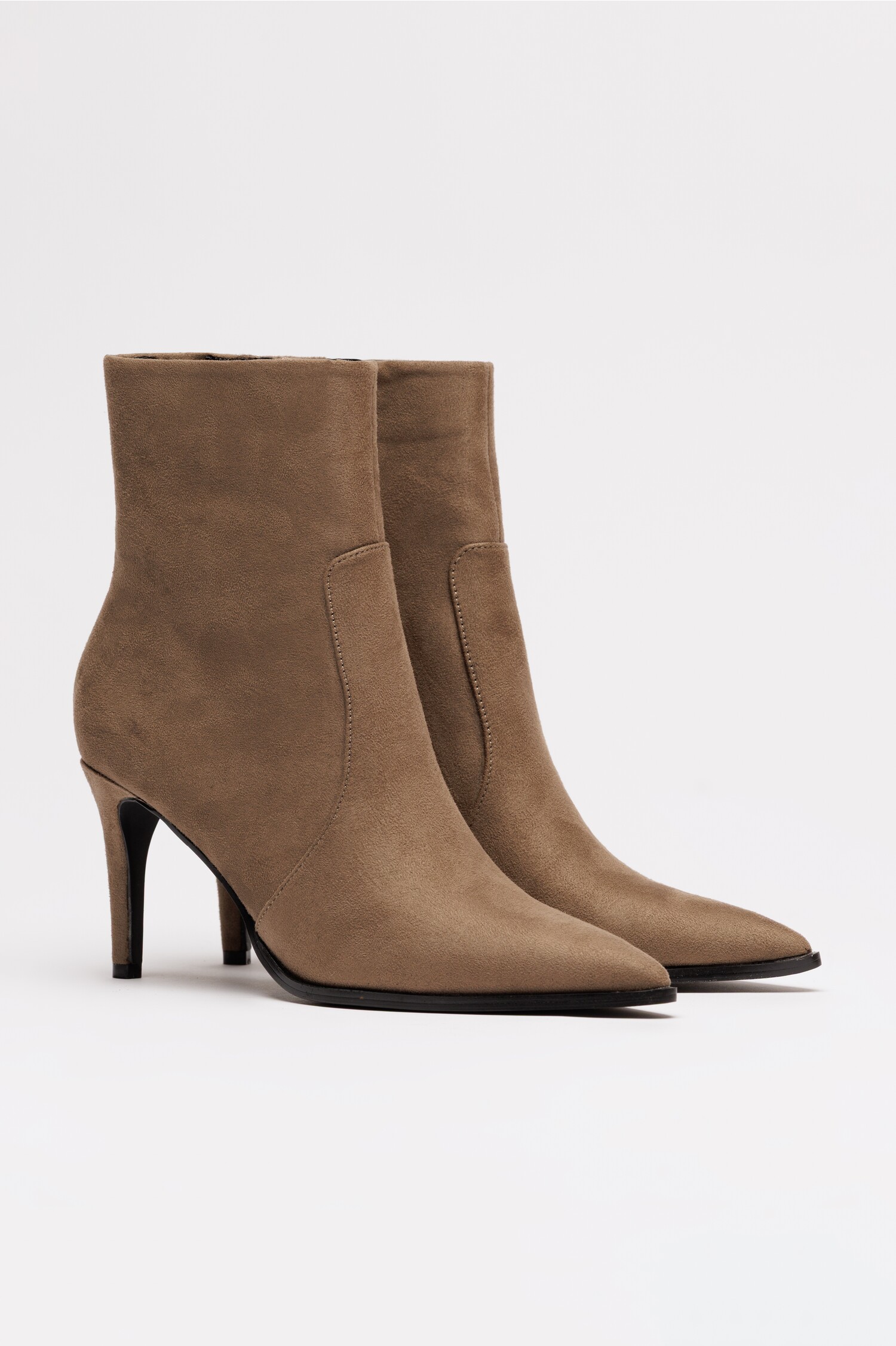Botine Taupe Piele Ecologica Toc Subtire